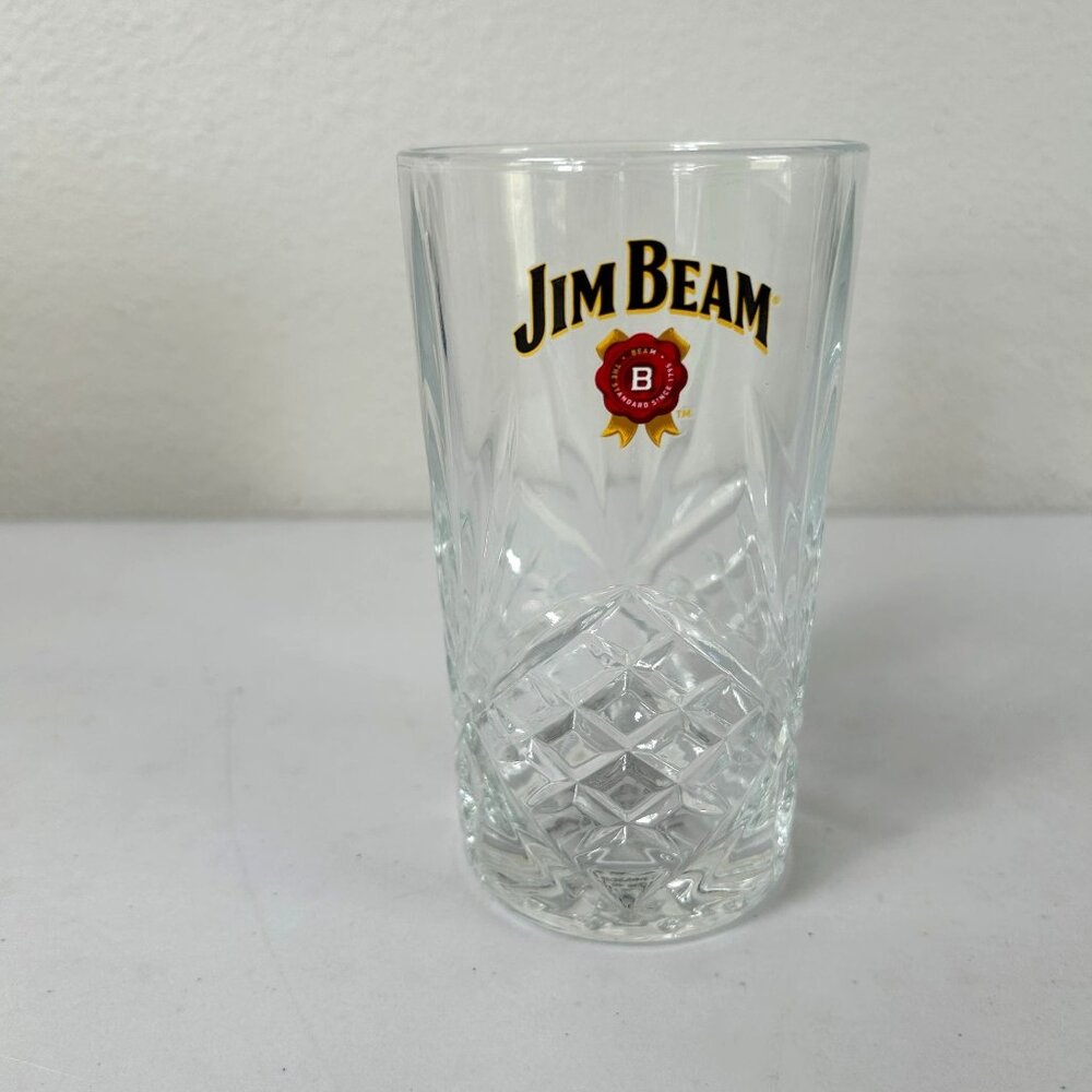 Jim Beam Rosette Etched High Ball Glass Logo Barware Collectible